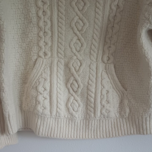 Carraig Donn Women's Medium Vintage Merino Wool Sweater Cream Cable Knit Cowl - Picture 5 of 8